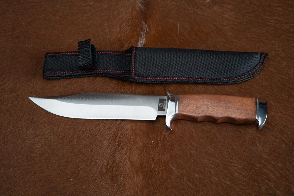 FACA CAÇA E PESCA CABO MADEIRA LISA BOWIE