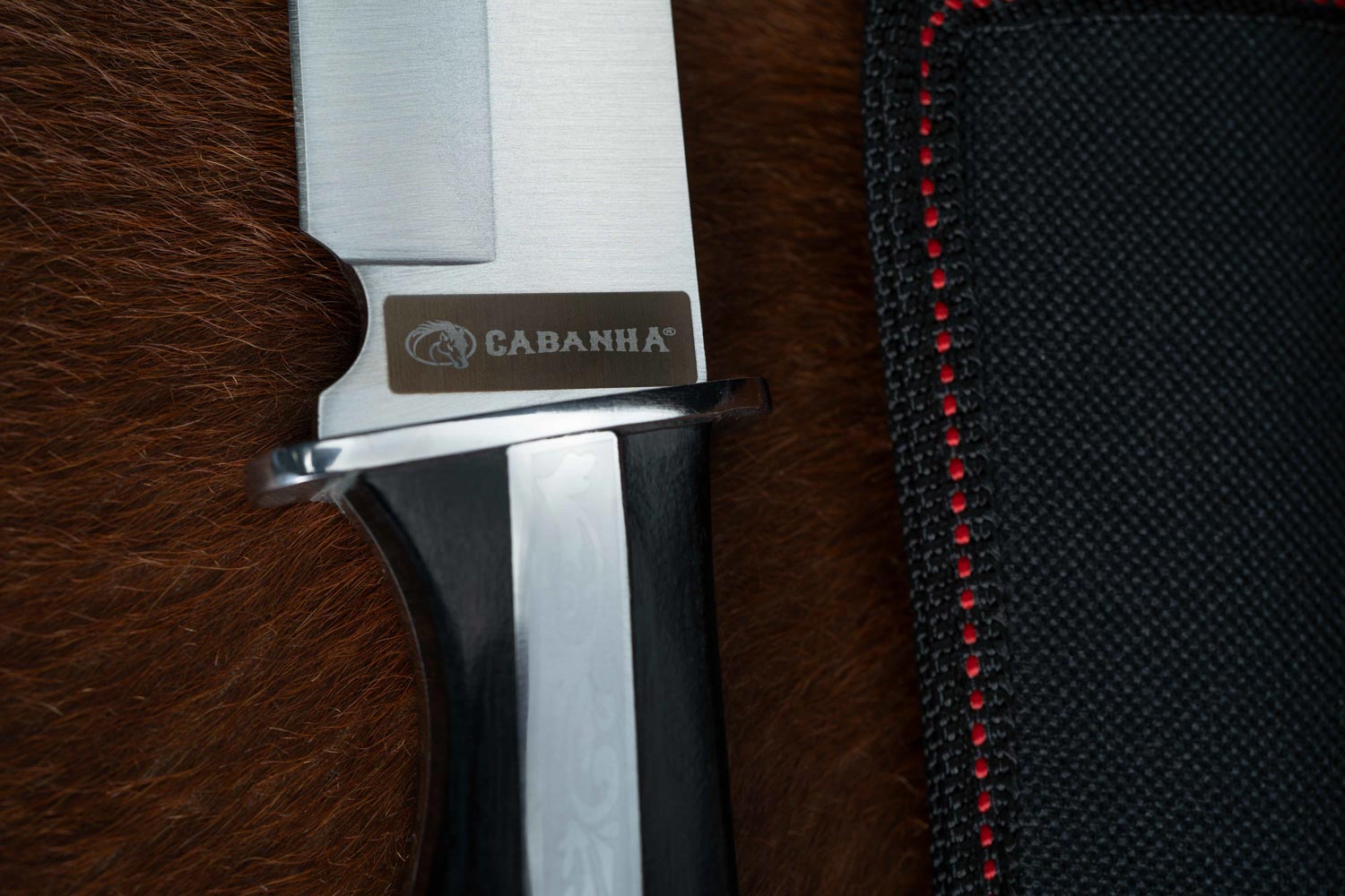 FACA CAÇA E PESCA CABO MADEIRA NEGRA E METAL - Imagem 2