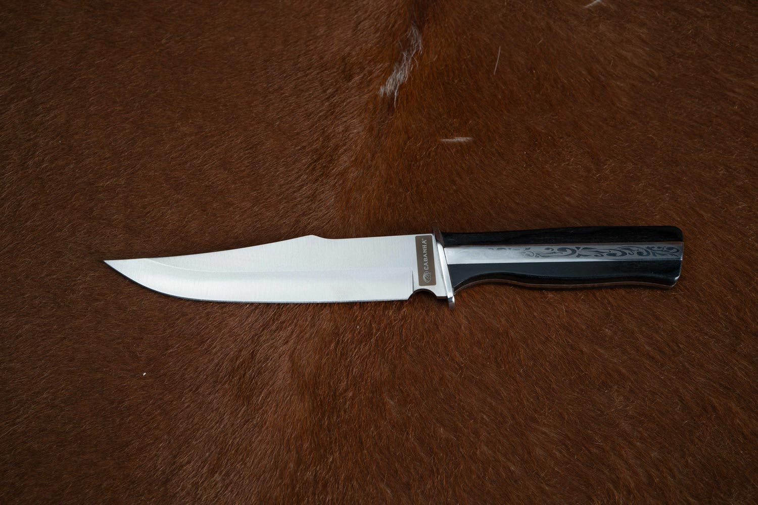 FACA CAÇA E PESCA CABO MADEIRA NEGRA E METAL - Imagem 3