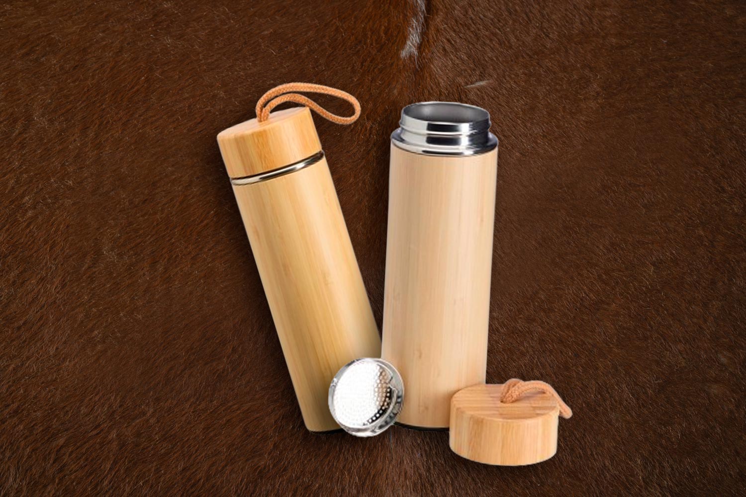 GARRAFA TÉRMICA BAMBU 400ML COM INFUSOR